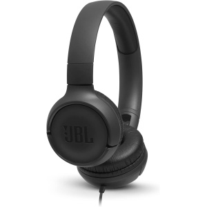 JBL Tune 500 - Auriculares supraaurales de cable y control remoto de un solo botón, micrófono incluido, asistente de voz, negro