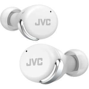 JVC Auriculares Inalámbricos Cancelación de Ruido - Compact True Wireless Earbuds Bluetooth 5.2, Modo Baja Latencia, Batería con 21H de reproducción, Resistencia al Agua (IPX4) HA-Z330T-W (Blanco)