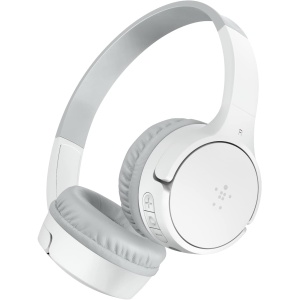 Belkin auriculares inalámbricos para niños SoundForm Mini con micrófono, cascos supraaurales para la enseñanza en línea, la escuela y viajar, compatibles con iPhone, iPad, Galaxy y otros, blancos