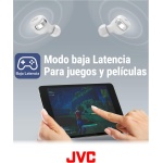 JVC Auriculares Inalámbricos Cancelación de Ruido - Compact True Wireless Earbuds Bluetooth 5.2, Modo Baja Latencia, Batería con 21H de reproducción, Resistencia al Agua (IPX4) HA-Z330T-W (Blanco) - Imagen 5