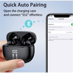 Vtkp Auriculares Bluetooth Inalámbricos, Auriculares HiFi Estéreo Bluetooth 5.3, Auriculares Bluetooth Touch Control, Pantalla LED, Auriculares Bluetooth Impermeables IP7 - Imagen 4