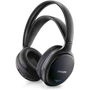 Philips SHC5200 Auriculares TV Inalámbricos, Supraaurales HiFi (Altavoz 32 mm, Transmisión Inalámbrica por FM, Banda Interior Auto-Ajustable, Completamente Recargable) Negro