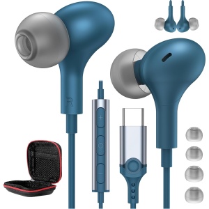 Auriculares USB C para iPhone 16 15 Pro MAX,Magnéticos In-Ear Auriculares con Micrófono Cancelación de Ruido Tipo C Auriculares para Pixel 8 Pro 7a Samsung A54 A34 Galaxy A55 A35 A33 A53 S24 Mi 13 14
