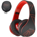 PowerLocus P2 – Auriculares Bluetooth inalambricos de Diadema Cascos Plegables, Casco Bluetooth con Sonido Estéreo Micro SD/TF, FM con micrófono y Audio Cable para Movil, PC, Tablet - Negro/Rojo - Imagen 1