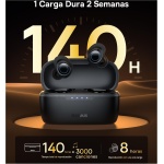 Baseus Auriculares Inalambricos Bluetooth 5.3 con Cancelación Ruido Activa Híbrida -48dB, 140H de Reproducción, Resistente al Agua IPX6, 4 Micrófonos ENC, Baja Latencia 0,038s - Bowie MA10 - Imagen 4