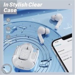 SMART SPHERE Air 31 Ultrapods - Auriculares inalámbricos con funda de carga de diseño transparente y pantalla digital LED | Bluetooth 5.3 | Auriculares estéreo de graves pesados (blanco) - Imagen 3