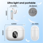 Csasan Auriculares Inalámbricos Bluetooth, Auriculares Bluetooth 5.3 Estéreo con 4 ENC Cancelacion Ruido Micró, 40H Control Táctil Cascos Inalambricos, IP7 Impermeable Auriculares in Ear, Blanco - Imagen 8