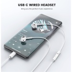 Paquete de 2 Auriculares USB C, Auriculares USB Tipo C con Cable y micrófono, compatibles con Google iPad Pro Pixel Xiaomi Samsung Oneplus Sony MacBook Huawei P40 (Blanco) - Imagen 2