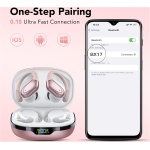 Auriculares Inalambricos, Auriculares Bluetooth 5.3 con Gancho de la Oreja, 60H de Reproducción, Pantalla LED, Llamada ENC HD, Profundamente Bajo, Ajuste Cómodo, IPX7 Impermeable(Oro Rosa) - Imagen 6