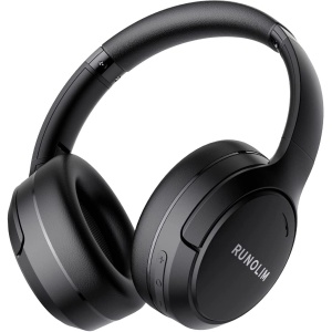 RUNOLIM Auriculares híbridos con cancelación Activa del Ruido, Auriculares inalambricos Bluetooth con micrófono, 65 Horas de autonomía, Plegables, Graves Profundos, Auriculares Bluetooth