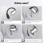 Auriculares Oreja Abierta Bluetooth 5.4, Auriculares Inalámbricos Deportivos con Gancho, Reproducción de 50H Pantalla LED, Auriculares con micrófono Incorporado, Control Táctil, IP7 Impermeable - Imagen 3