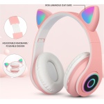 Sendowtek Auriculares Inalámbricos Niños Cascos Diadema con Oreja de Gato Auriculares Diadema Bluetooth con Microfono Incorporado Auriculares Rosa Regalo para Niños Niña Cumpleaños Navidad - Imagen 3
