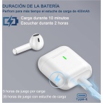 VIIMI Auriculares Inalambricos, Auriculares Bluetooth 5.1 HiFi Estéreo con Cancelación de Ruido, Incorporado HD Micrófono, IPX7 Impermeables, Reproducción de 35H Control Tactil, Blanco Pro - Imagen 5