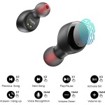 TOZO T6 Auriculares Inalámbricos, Auriculares Bluetooth 5.3 Control Táctil IPX8 Impermeable con Mics, 45H de Reproducción, Carga inalambrica, Cascos Inalámbricos Bluetooth Graves Profundos, Negro - Imagen 9
