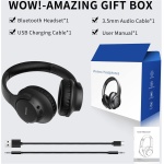 KVIDIO Auriculares Inalambricos Bluetooth, 65 Horas de Reproducción Auriculares Bluetooth, Cascos Ligeros Plegables con Micrófono, Graves Profundos (Negro) - Imagen 8