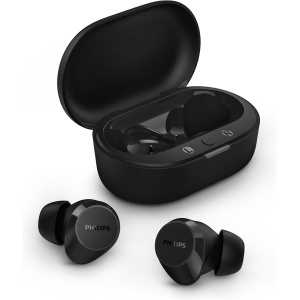 PHILIPS TAT1209BK Auriculares True Wireless con Bluetooth - Auriculares pequeños, Gran Valor, un Sonido Natural con Graves dinámicos, Llamadas nítidas y Estuche de Carga tamaño Bolsillo - Negro