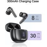 LENCENT Auriculares Inalámbricos Bluetooth 5.3 con 30H de Reproducción, Audifonos IPX5 Impermeable, Cascos Inalambricos Control Táctil Pantalla LED, Micrófono Incorporado para iOS Andriod, Negro - Imagen 3