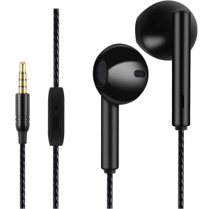 Auriculares, Auriculares con micrófono, Resistentes al Sudor, Aislamiento de Ruido, Sonido, Graves potentes. (Negro)