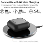 TOZO T6 Auriculares Inalámbricos, Auriculares Bluetooth 5.3 Control Táctil IPX8 Impermeable con Mics, 45H de Reproducción, Carga inalambrica, Cascos Inalámbricos Bluetooth Graves Profundos, Negro - Imagen 2