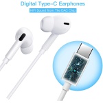 Auriculares USB C, Hi-Fi Estéreo Auriculares USB Tipo C In-Ear con Micrófono, Auriculares USB C para iPhone 15, iPad Pro Air, Samsung Galaxy S23 Ultra S22/21 A53/54, Huawei P30/P40, OnePlus, Google - Imagen 3