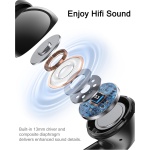 LENCENT Auriculares Inalámbricos Bluetooth 5.3 con 30H de Reproducción, Audifonos IPX5 Impermeable, Cascos Inalambricos Control Táctil Pantalla LED, Micrófono Incorporado para iOS Andriod, Negro - Imagen 2