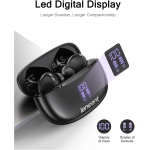 LENCENT Auriculares Inalámbricos Bluetooth 5.3 con 30H de Reproducción, Audifonos IPX5 Impermeable, Cascos Inalambricos Control Táctil Pantalla LED, Micrófono Incorporado para iOS Andriod, Negro - Imagen 4