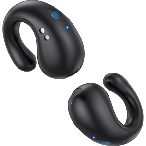 EUQQ Auriculares inalámbricos Bluetooth 5.3 de diseño Abierto, Caja de Carga con Pantalla LED de reproducción de 40 Horas, Auriculares de conducción ósea, Auriculares Deportivos Impermeables IPX7