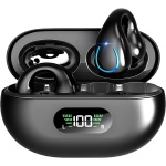 Auriculares Inalámbricos Deportivos - Auriculares Bluetooth 5.3 con 4 HD Mics e Flexible Oreja de clip, HiFi Estéreo Auriculares Inalambricos para Correr y Cascos de Carga Inalámbrica, Negro (2024) - Imagen 1