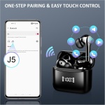 Auriculares Inalámbricos, Bluetooth 5.3 HiFi Estéreo con 4 HD Micró, Cascos ENC Cancelación de Ruido Reproducción de 42H, Pantalla LED Control Táctil, IPX7 Impermeable Negros - Imagen 6