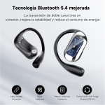 Auriculares Oreja Abierta Bluetooth 5.4, Auriculares Inalámbricos Deportivos con Gancho, Reproducción de 50H Pantalla LED, Auriculares con micrófono Incorporado, Control Táctil, IP7 Impermeable - Imagen 4