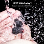 TOZO T6 Auriculares Inalámbricos, Auriculares Bluetooth 5.3 Control Táctil IPX8 Impermeable con Mics, 45H de Reproducción, Carga inalambrica, Cascos Inalámbricos Bluetooth Graves Profundos, Negro - Imagen 4