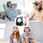 Sendowtek Auriculares Inalámbricos Niños Cascos Diadema con Oreja de Gato Auriculares Diadema Bluetooth con Microfono Incorporado Auriculares Rosa Regalo para Niños Niña Cumpleaños Navidad - Imagen 7