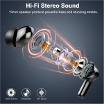 Auriculares Inalambricos Bluetooth, In-Ear Auriculares Bluetooth 5.4 con 4 ENC Cancelacion Ruido HD Mic, 45H Estéreo HiFi Cascos Inalambricos Bluetooth IP7 Impermeable/Pantalla LED/Carga Rápida Tipo-C - Imagen 3