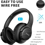 KVIDIO Auriculares Inalambricos Bluetooth, 65 Horas de Reproducción Auriculares Bluetooth, Cascos Ligeros Plegables con Micrófono, Graves Profundos (Negro) - Imagen 4