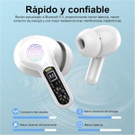 Auriculares Inalámbricos Bluetooth, Auriculares Bluetooth 5.3 con Controlador de 14,2 mm, Sonido Envolvente, 40Horas Cascos Inalámbricos con Reducción de Ruido, Pantalla LED, IP7 Impermeable, Blanco - Imagen 2