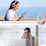 Sendowtek Auriculares Inalámbricos Niños Cascos Diadema con Oreja de Gato Auriculares Diadema Bluetooth con Microfono Incorporado Auriculares Rosa Regalo para Niños Niña Cumpleaños Navidad - Imagen 5