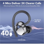 Auriculares Inalámbricos Deportivos, Auriculares Bluetooth 5.3 con 4 HD Mic, HiFi Estéreo Cascos Inalambricos, Auriculares in Ear Running con Gancho, 80H/LED Reducción de Ruido Cascos, IP7 Impermeable - Imagen 4