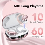 Auriculares Inalambricos, Auriculares Bluetooth 5.3 con Gancho de la Oreja, 60H de Reproducción, Pantalla LED, Llamada ENC HD, Profundamente Bajo, Ajuste Cómodo, IPX7 Impermeable(Oro Rosa) - Imagen 3