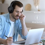 KVIDIO Auriculares Inalambricos Bluetooth, 65 Horas de Reproducción Auriculares Bluetooth, Cascos Ligeros Plegables con Micrófono, Graves Profundos (Negro) - Imagen 6