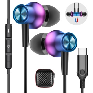 Auriculares USB C para iPhone 15 16 Pro Xiaomi 13 14 Lite Pad 5,Magnéticos Estéreo Cancelación Ruido Auriculares USB Tipo C con Microfono para Samsung Galaxy A34 A54 A55 A35 A33 OnePlus 12 Pixel 9 8 7