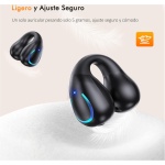 Auriculares Inalámbricos Deportivos - Auriculares Bluetooth 5.3 con 4 HD Mics e Flexible Oreja de clip, HiFi Estéreo Auriculares Inalambricos para Correr y Cascos de Carga Inalámbrica, Negro (2024) - Imagen 5