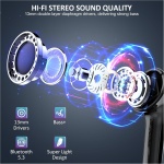 Auriculares Inalámbricos, Bluetooth 5.3 HiFi Estéreo con 4 HD Micró, Cascos ENC Cancelación de Ruido Reproducción de 42H, Pantalla LED Control Táctil, IPX7 Impermeable Negros - Imagen 2