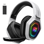 Ozeino Cascos Gaming Inalámbricos para PC/Ps5/Ps4, Auriculares Gaming Inalámbricos de 2,4GHz Wireless+Bluetooth, Baja Latencia Calidad de Sonido sin Pérdidas, Duración 30Hr+ - Imagen 1