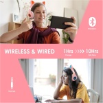 Sendowtek Auriculares Inalámbricos Niños Cascos Diadema con Oreja de Gato Auriculares Diadema Bluetooth con Microfono Incorporado Auriculares Rosa Regalo para Niños Niña Cumpleaños Navidad - Imagen 6