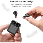 TOZO T6 Auriculares Inalámbricos, Auriculares Bluetooth 5.3 Control Táctil IPX8 Impermeable con Mics, 45H de Reproducción, Carga inalambrica, Cascos Inalámbricos Bluetooth Graves Profundos, Negro - Imagen 8