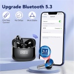 FAMOO Auriculares Inalámbricos Bluetooth, Auriculares Bluetooth 5.3 con 4 ENC Cancelacion Micró, 52H Cascos Inalámbricos Controlador 14.2 mm, Sonido Envolvente Auriculares in Ear Pantalla LED, Negro - Imagen 6