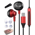 Auriculares USB Tipo C, In Ear Auriculares USB C con MicróFono y Control de Volumen para Samsung S22 S21 FE S20 S10,Huawei P40 P30 P20 Pro, Xiaomi, iPad Pro, Google Pixel, Oneplus (Rojo) - Imagen 1