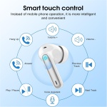 Csasan Auriculares Inalámbricos Bluetooth, Auriculares Bluetooth 5.3 Estéreo con 4 ENC Cancelacion Ruido Micró, 40H Control Táctil Cascos Inalambricos, IP7 Impermeable Auriculares in Ear, Blanco - Imagen 6