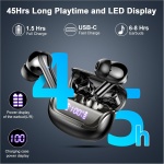 Auriculares Inalambricos Bluetooth, In-Ear Auriculares Bluetooth 5.4 con 4 ENC Cancelacion Ruido HD Mic, 45H Estéreo HiFi Cascos Inalambricos Bluetooth IP7 Impermeable/Pantalla LED/Carga Rápida Tipo-C - Imagen 5