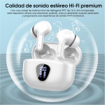 Auriculares Inalámbricos Bluetooth, Auriculares Bluetooth 5.3 con Controlador de 14,2 mm, Sonido Envolvente, 40Horas Cascos Inalámbricos con Reducción de Ruido, Pantalla LED, IP7 Impermeable, Blanco - Imagen 4